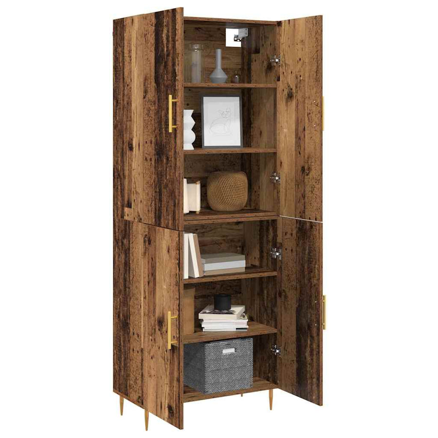 Highboard Oud hout 69,5 x 34 x 180 cm Bewerkt hout