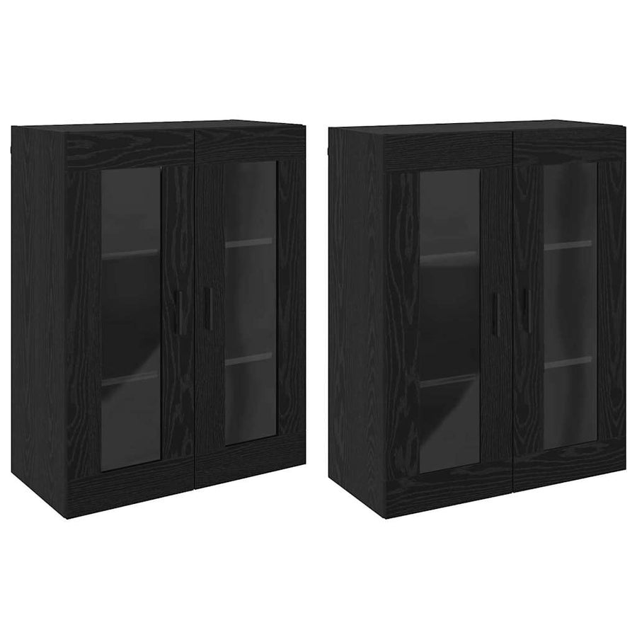 Wandgemonteerde Kasten 2 pcs Zwart eiken 69,5 x 34 x 90 cm