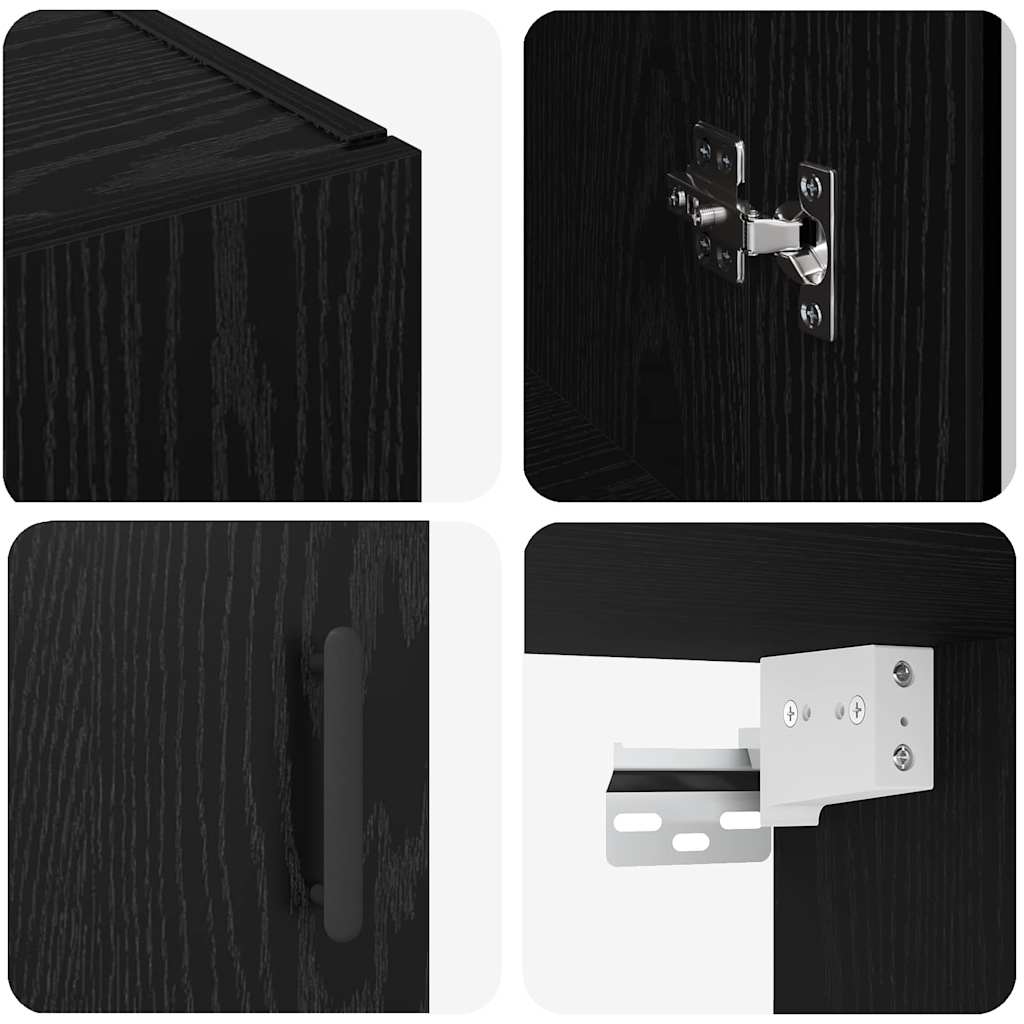 Wandgemonteerde Kasten 2 pcs Zwart eiken 69,5 x 34 x 90 cm