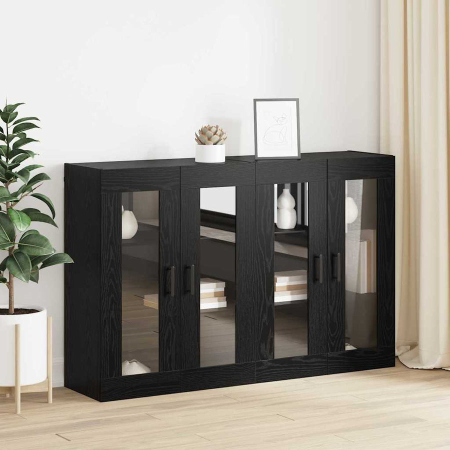 Wandgemonteerde Kasten 2 pcs Zwart eiken 69,5 x 34 x 90 cm