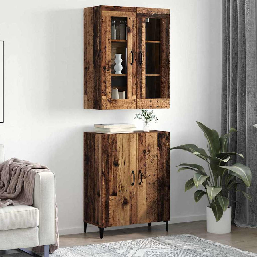Hoge kast 2 pcs Oud hout Bewerkt hout