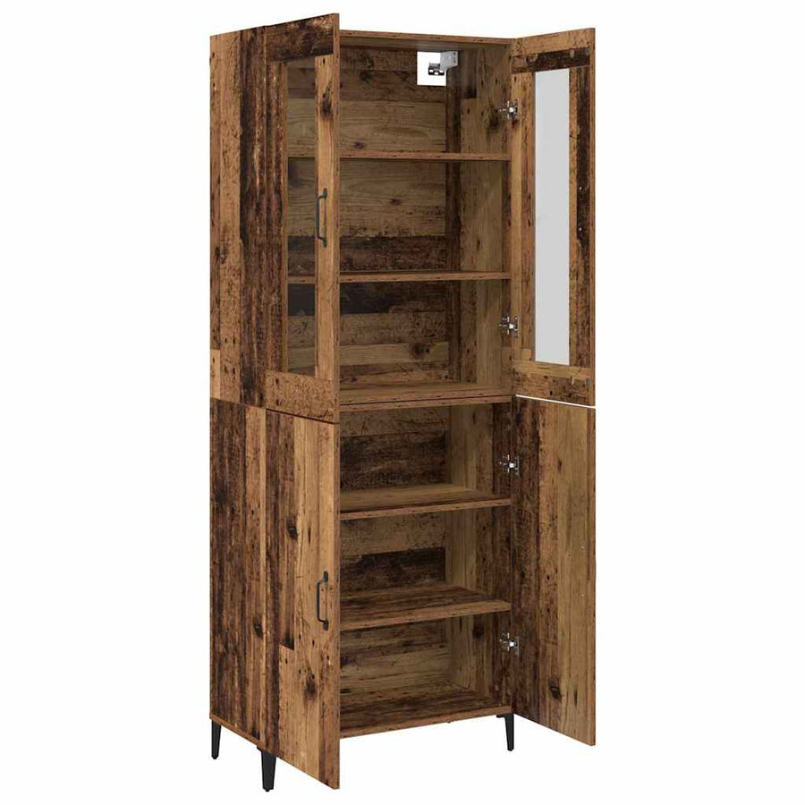 Hoge kast 2 pcs Oud hout Bewerkt hout