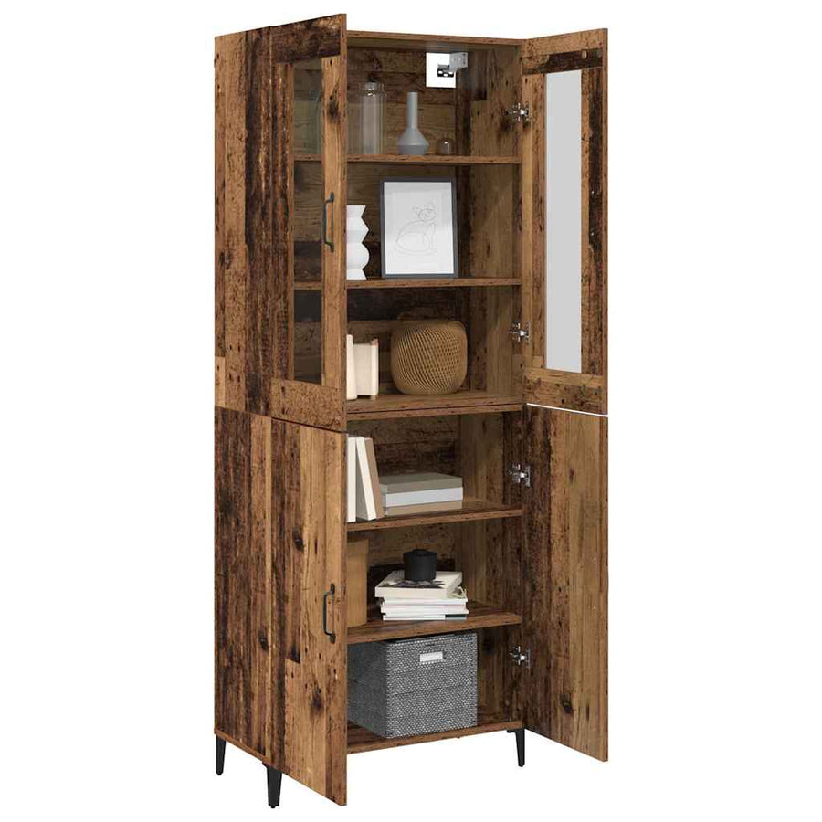 Hoge kast 2 pcs Oud hout Bewerkt hout
