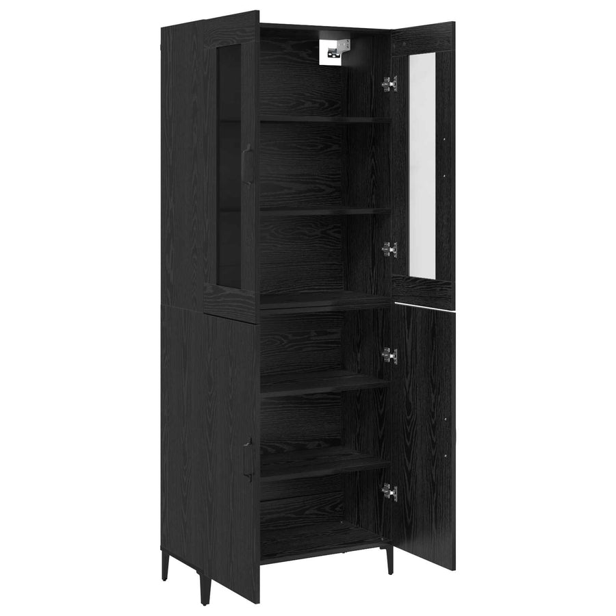 Hoge kast 2 pcs Zwart Eiken Bewerkt hout