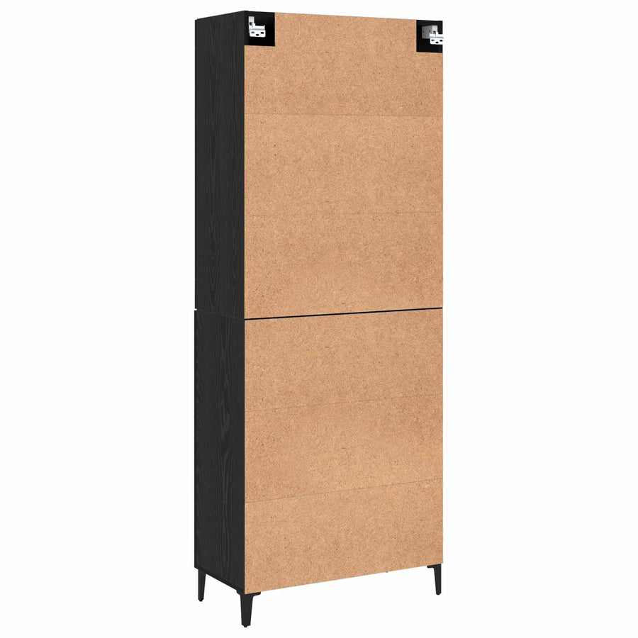 Hoge kast 2 pcs Zwart Eiken Bewerkt hout