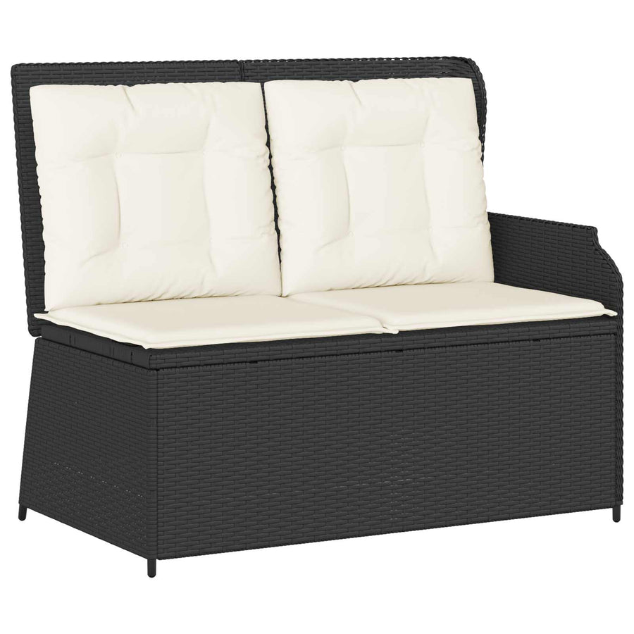 Tuinbank met kussen Zwart en Cream Wit poly rattan