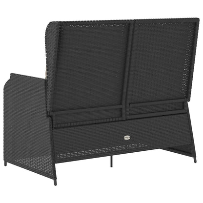 Tuinbank met kussen Zwart en Cream Wit poly rattan