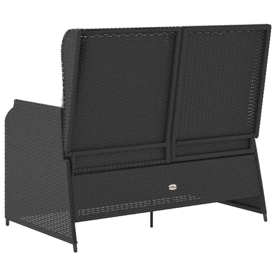 Tuinbank met kussen Zwart en Cream Wit poly rattan
