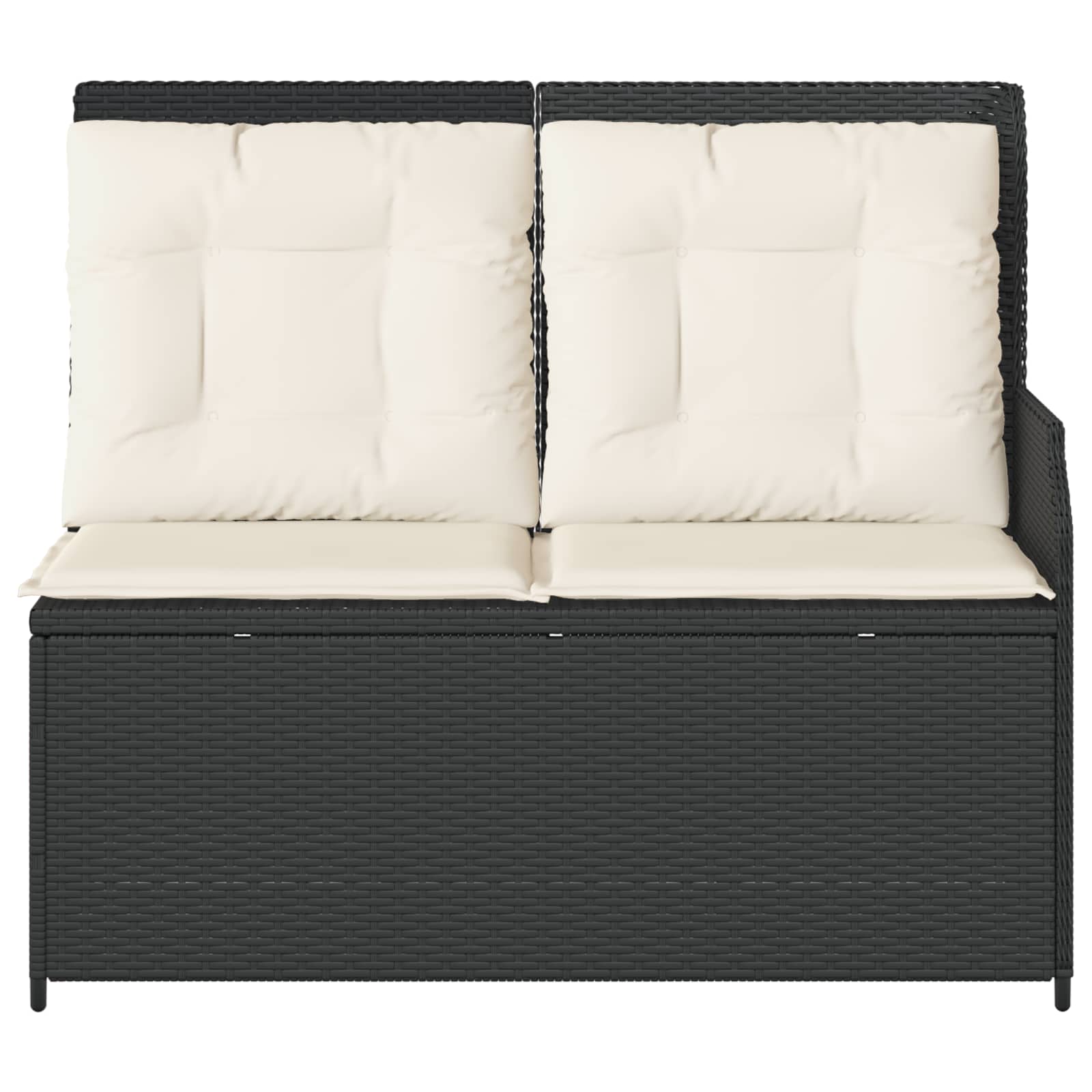 Tuinbank met kussen Zwart en Cream Wit poly rattan