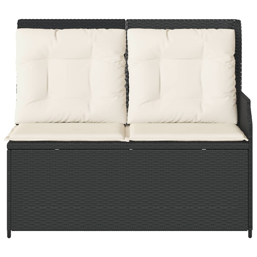 Tuinbank met kussen Zwart en Cream Wit poly rattan