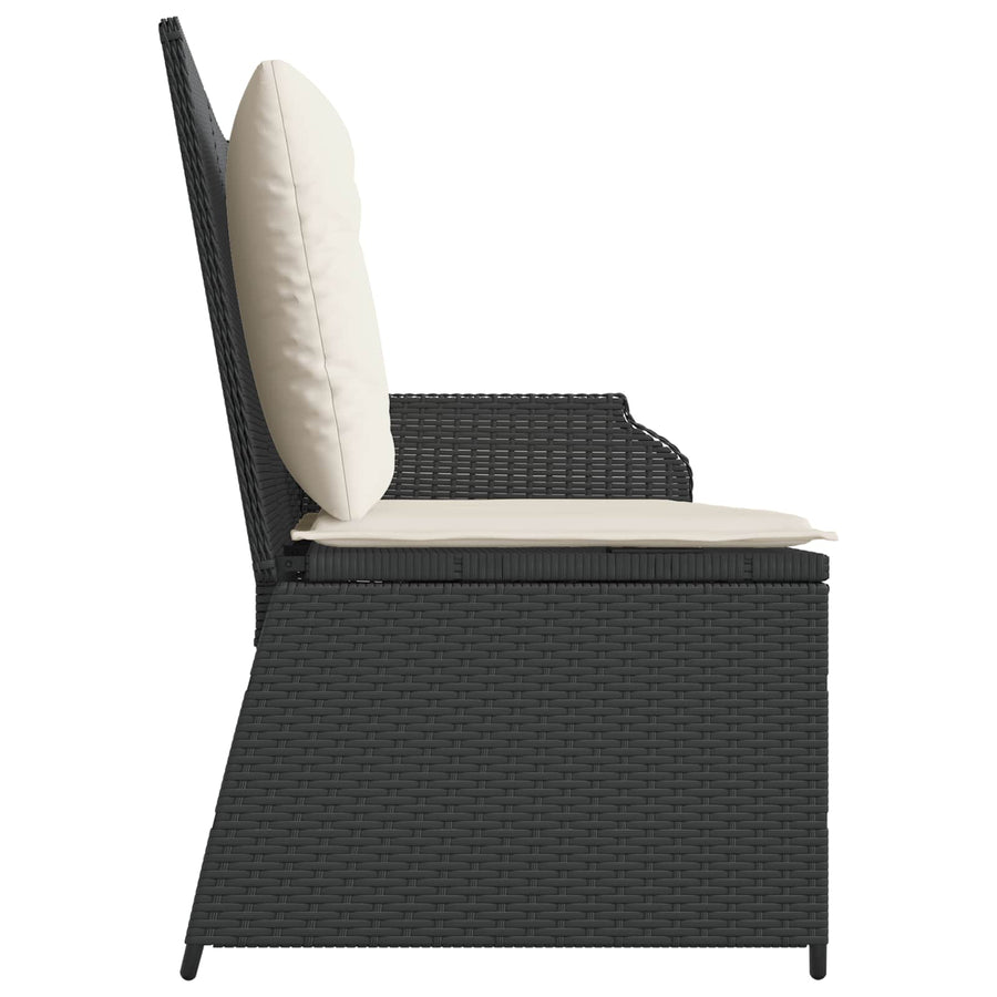 Tuinbank met kussen Zwart en Cream Wit poly rattan
