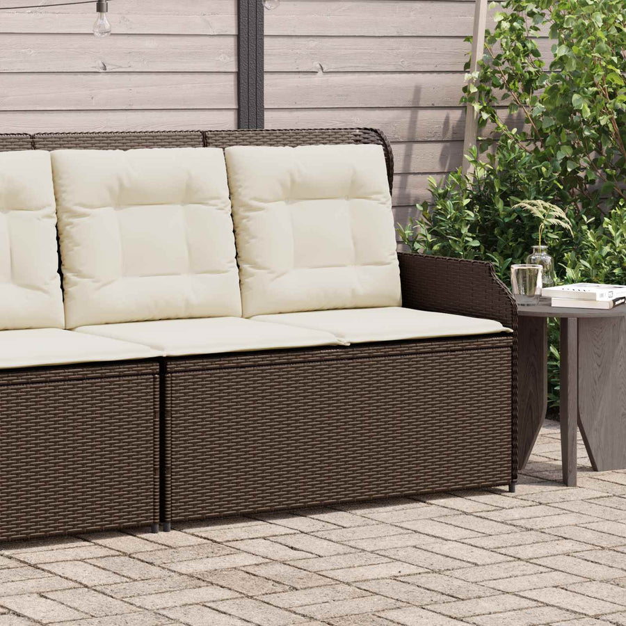 Tuinbank met kussen Zwart en Cream Wit poly rattan