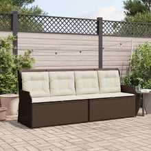 Tuinbank met kussen Zwart en Cream Wit poly rattan