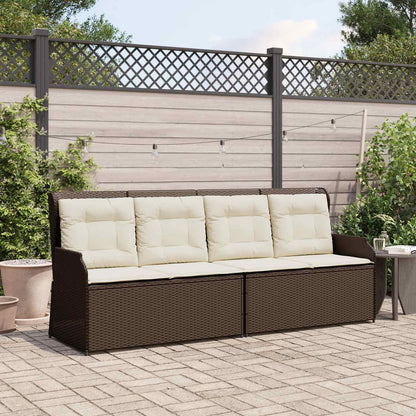 Tuinbank met kussen Zwart en Cream Wit poly rattan