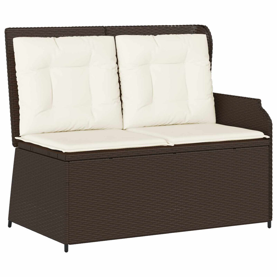 Tuinbank met kussen Zwart en Cream Wit poly rattan
