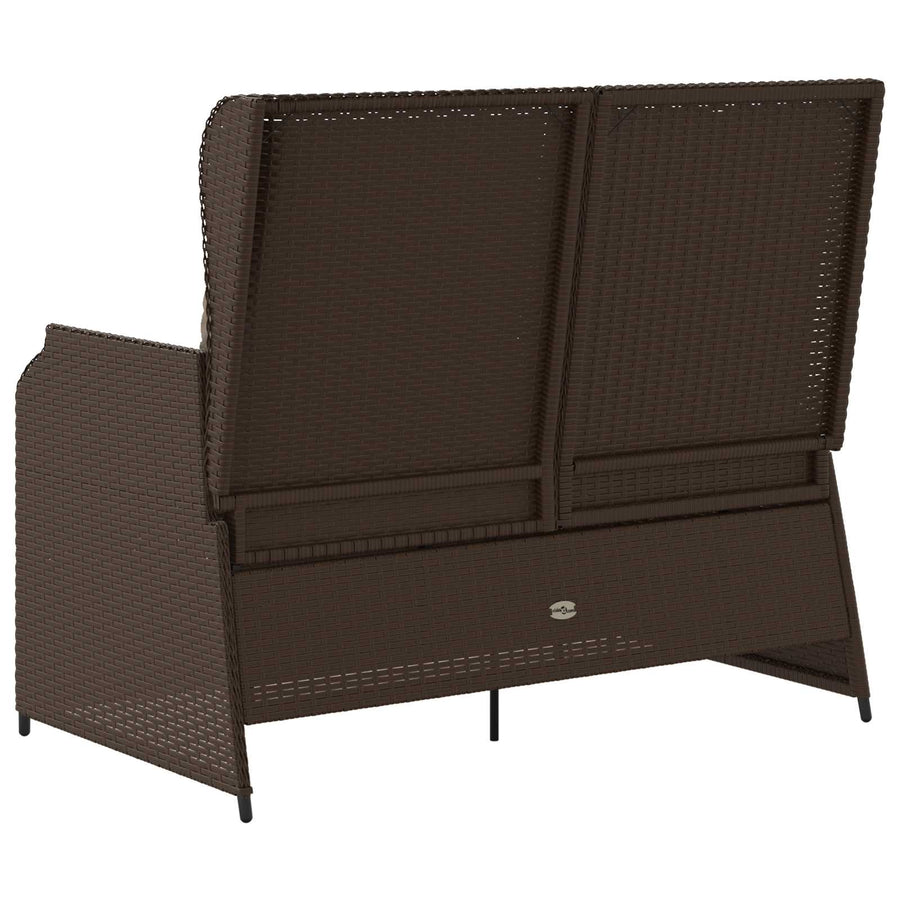 Tuinbank met kussen Zwart en Cream Wit poly rattan