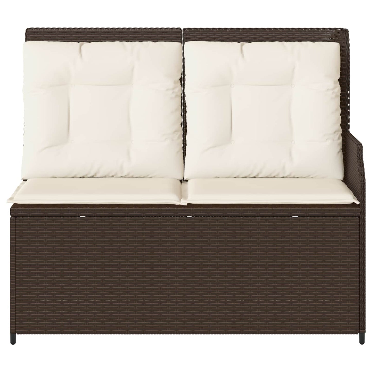 Tuinbank met kussen Zwart en Cream Wit poly rattan