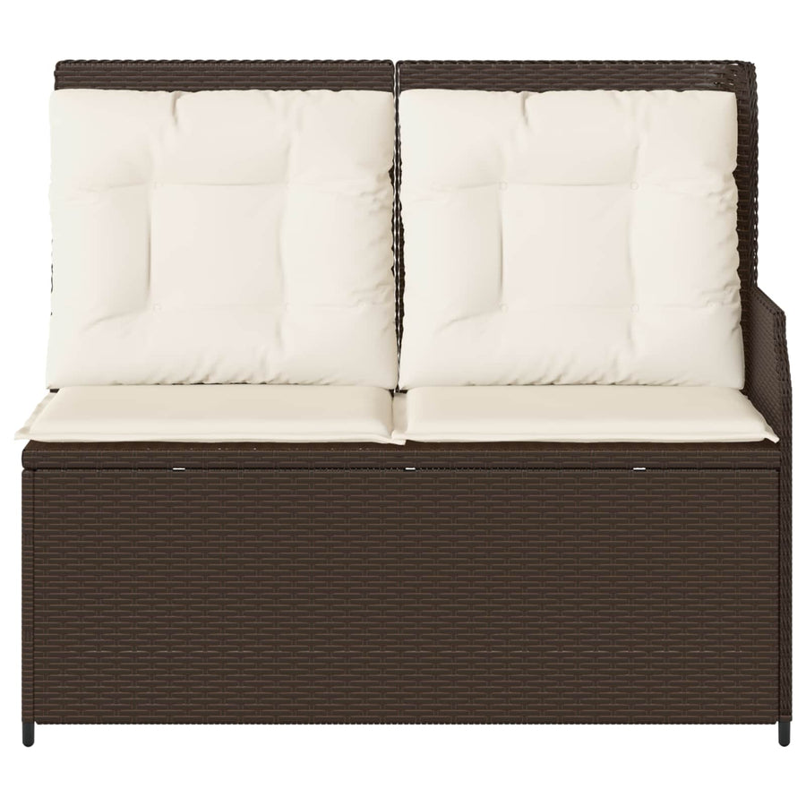 Tuinbank met kussen Zwart en Cream Wit poly rattan