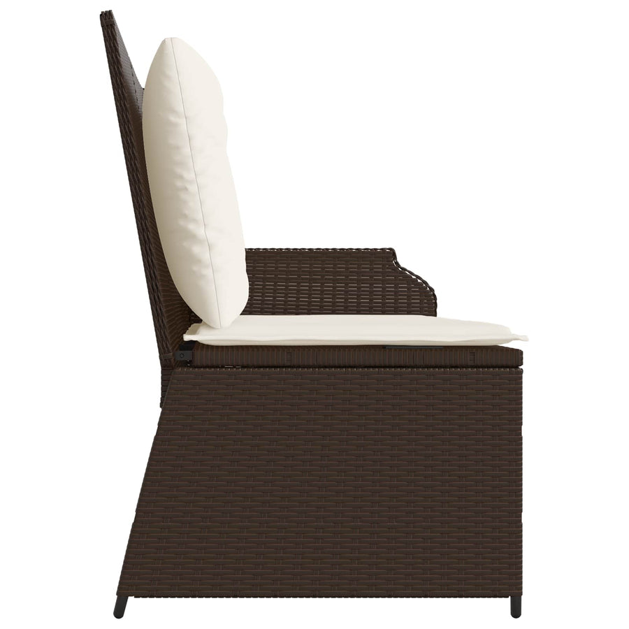 Tuinbank met kussen Zwart en Cream Wit poly rattan