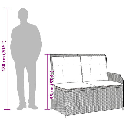 Tuinbank met kussen Zwart en Cream Wit poly rattan