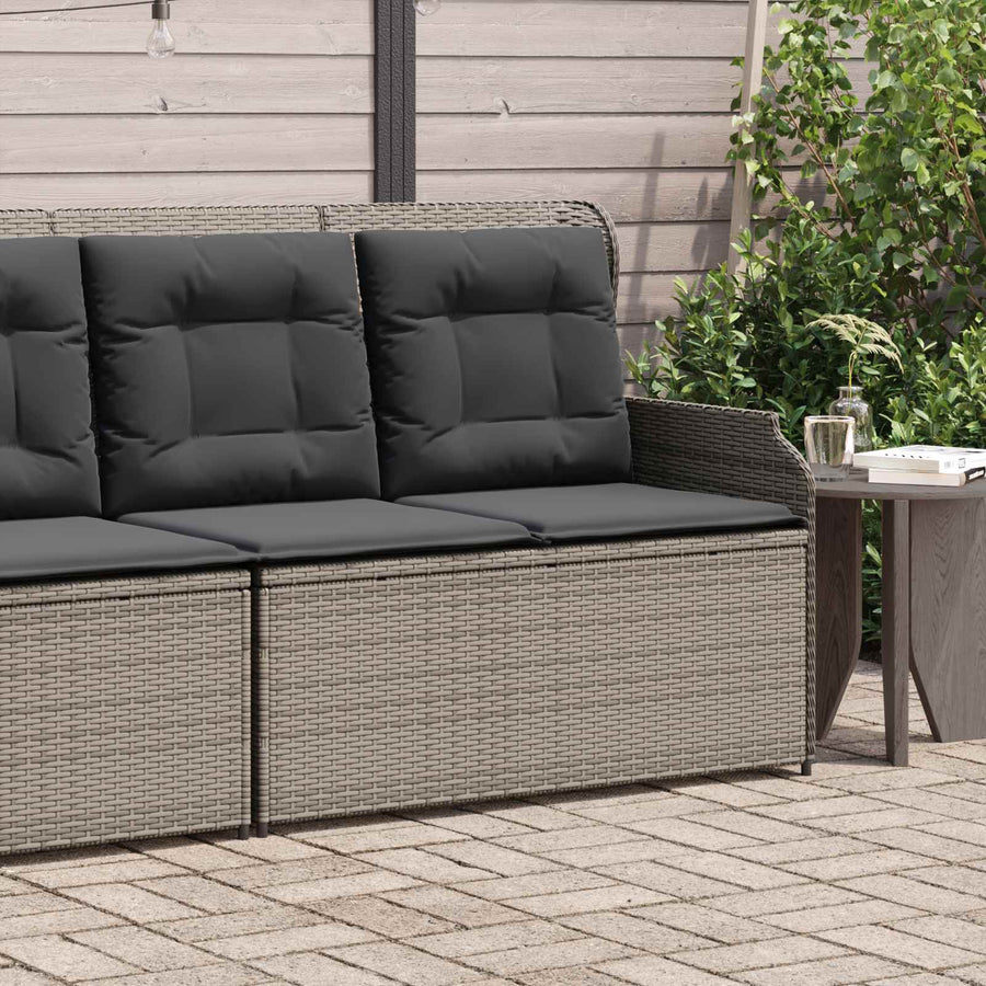 Tuinbank met kussen Grijs poly rattan
