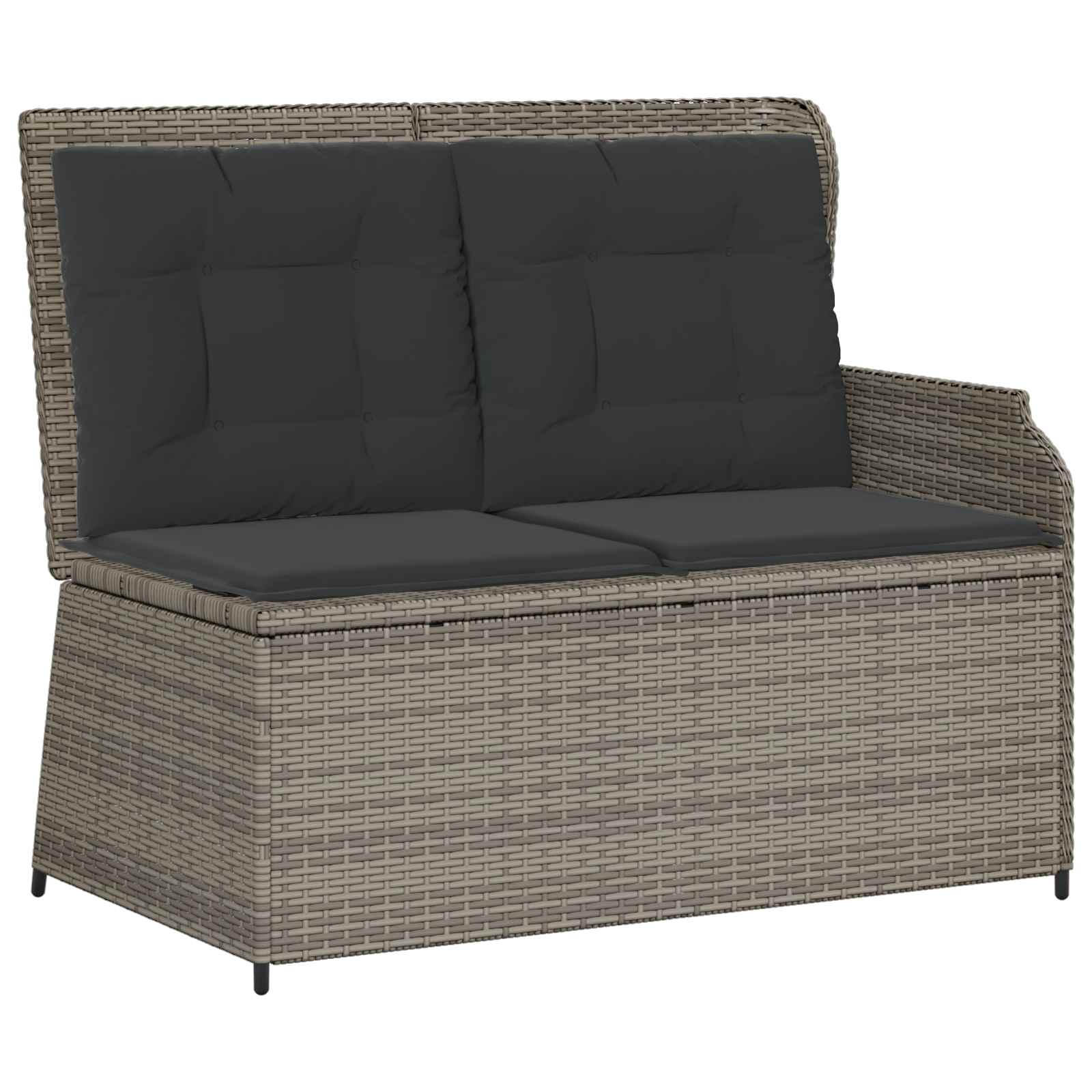 Tuinbank met kussen Grijs poly rattan