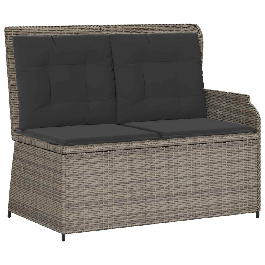 Tuinbank met kussen Grijs poly rattan