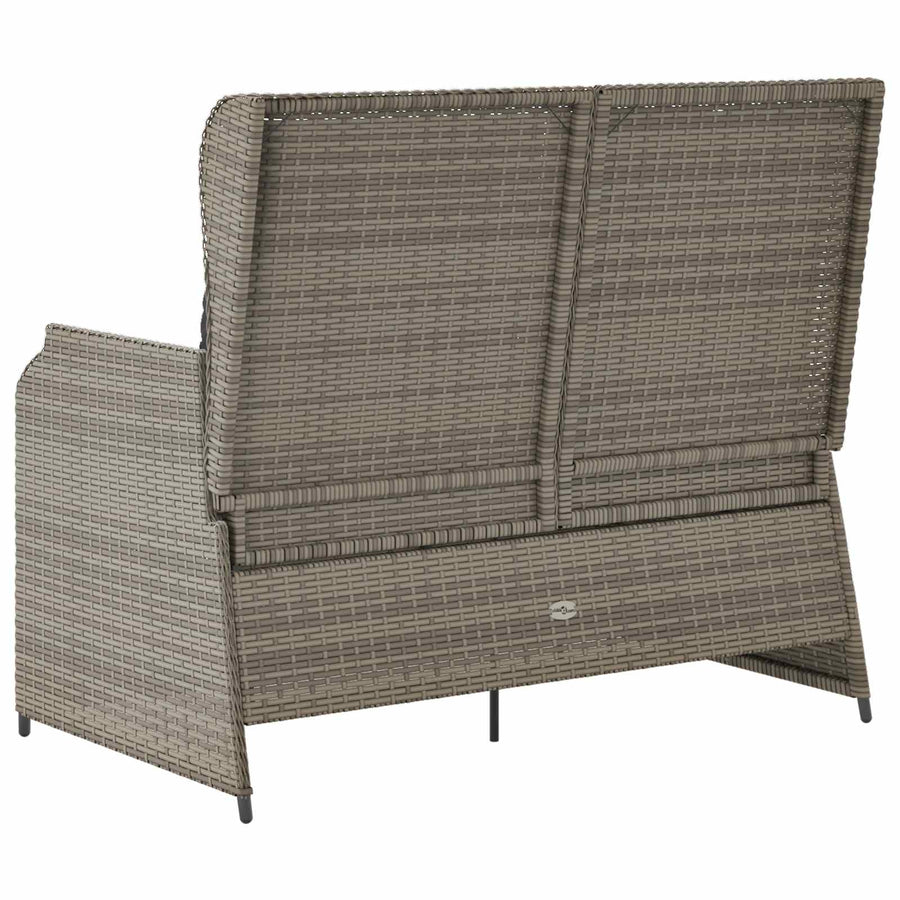 Tuinbank met kussen Grijs poly rattan
