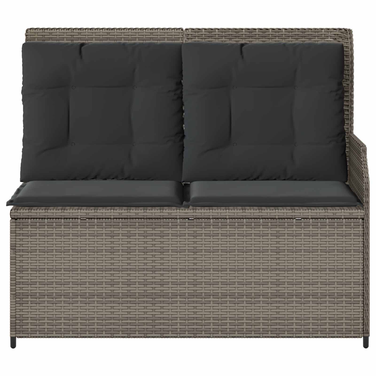 Tuinbank met kussen Grijs poly rattan