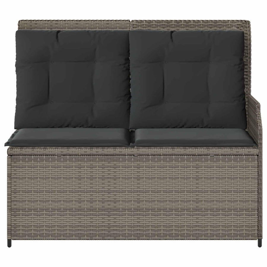 Tuinbank met kussen Grijs poly rattan