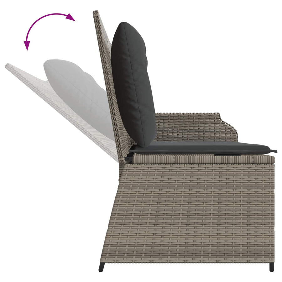 Tuinbank met kussen Grijs poly rattan