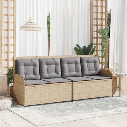 Tuinbank met kussen Beige en Grijs poly rattan