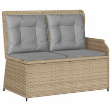 Tuinbank met kussen Beige en Grijs poly rattan