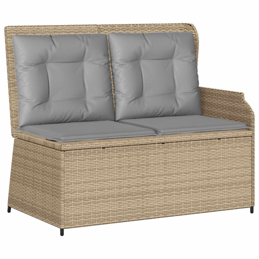 Tuinbank met kussen Beige en Grijs poly rattan