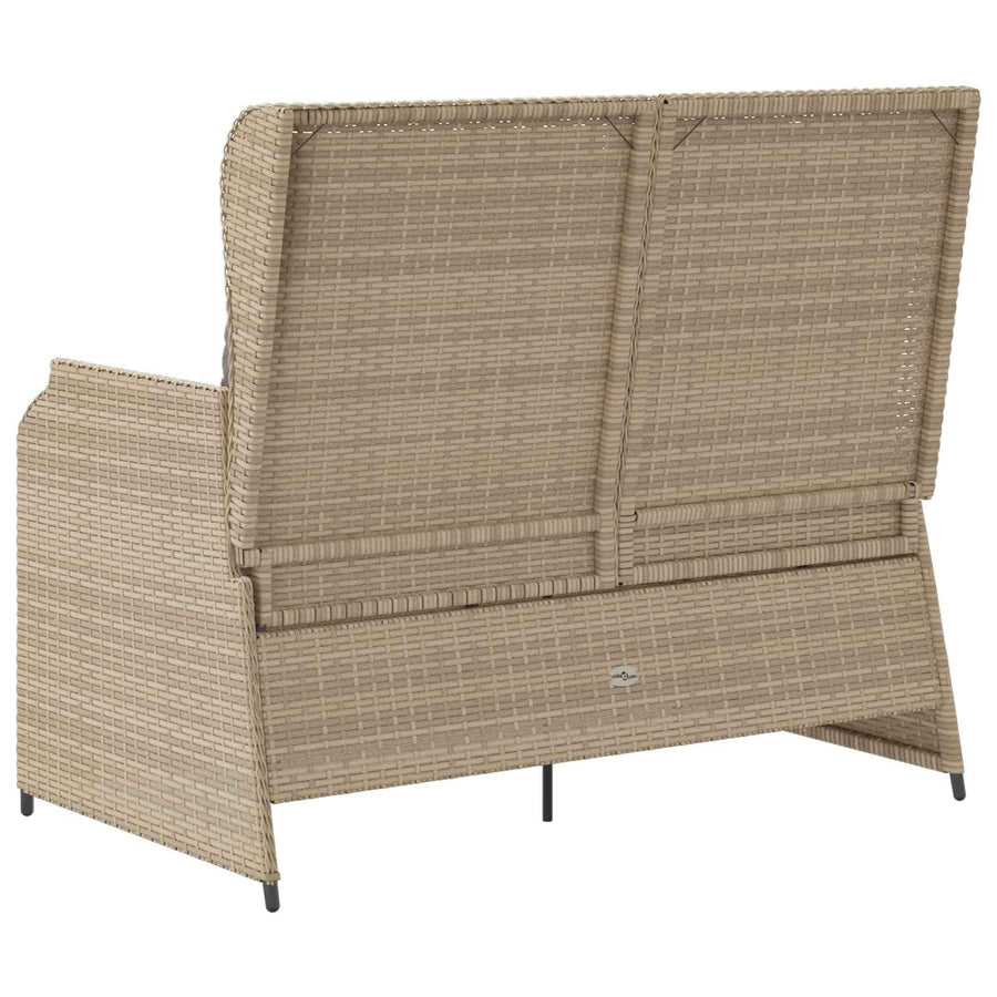Tuinbank met kussen Beige en Grijs poly rattan