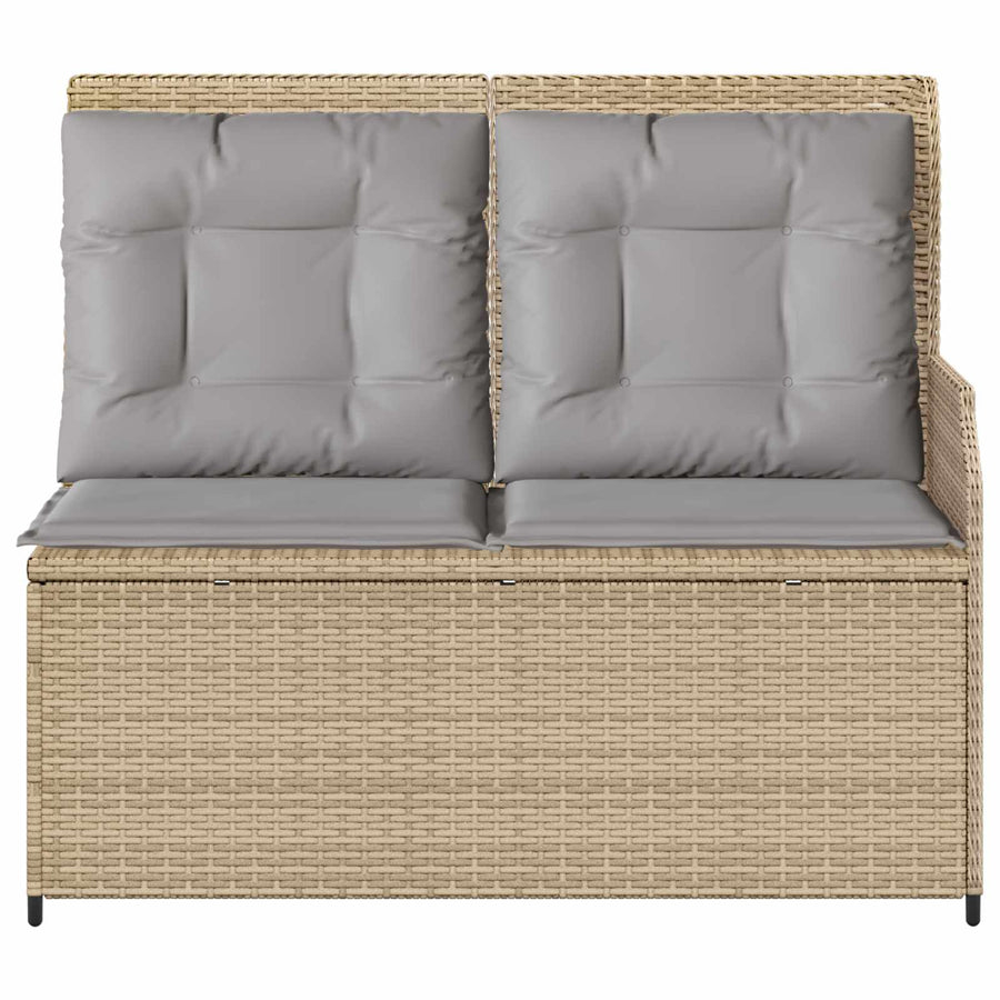 Tuinbank met kussen Beige en Grijs poly rattan