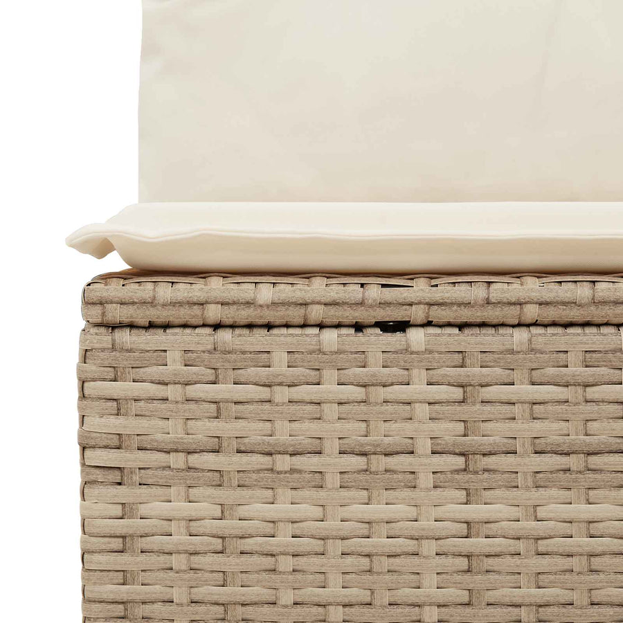 Tuinbank met kussen Zwart en Cream Wit poly rattan