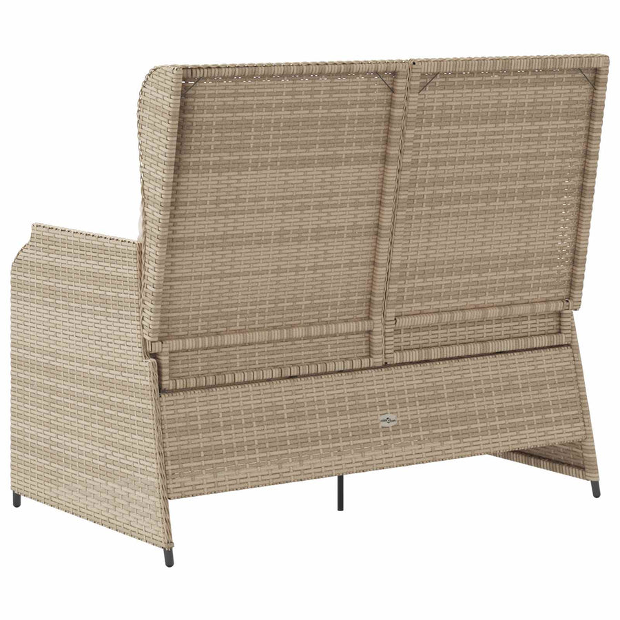 Tuinbank met kussen Zwart en Cream Wit poly rattan