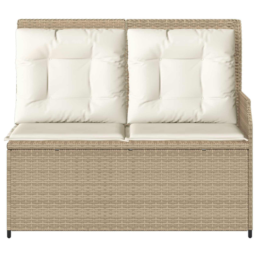 Tuinbank met kussen Zwart en Cream Wit poly rattan