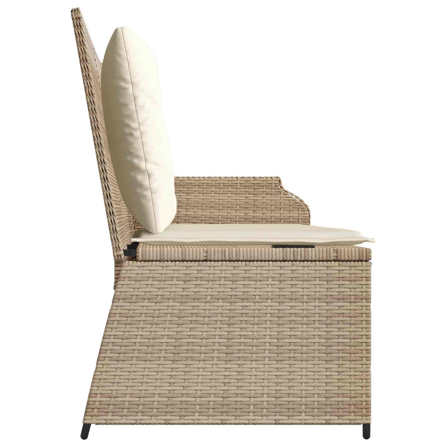 Tuinbank met kussen Zwart en Cream Wit poly rattan