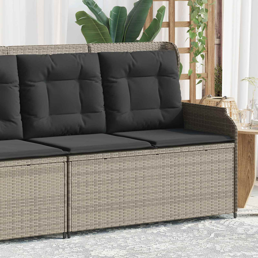 Tuinbank met kussen Lichtgrijs poly rattan