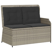 Tuinbank met kussen Lichtgrijs poly rattan