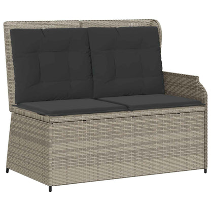 Tuinbank met kussen Lichtgrijs poly rattan