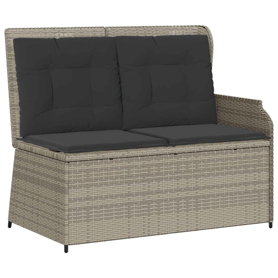 Tuinbank met kussen Lichtgrijs poly rattan