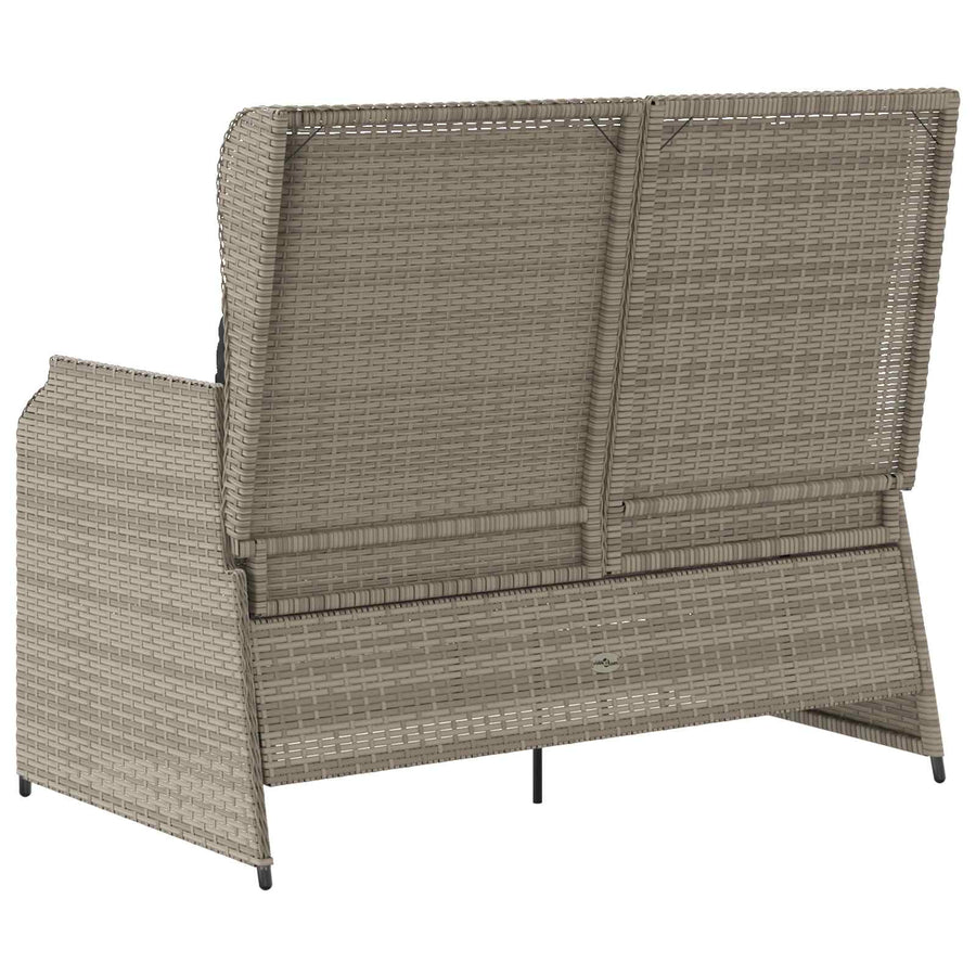 Tuinbank met kussen Lichtgrijs poly rattan