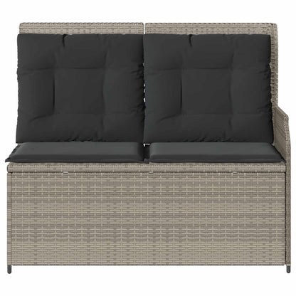 Tuinbank met kussen Lichtgrijs poly rattan