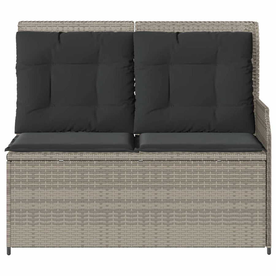 Tuinbank met kussen Lichtgrijs poly rattan