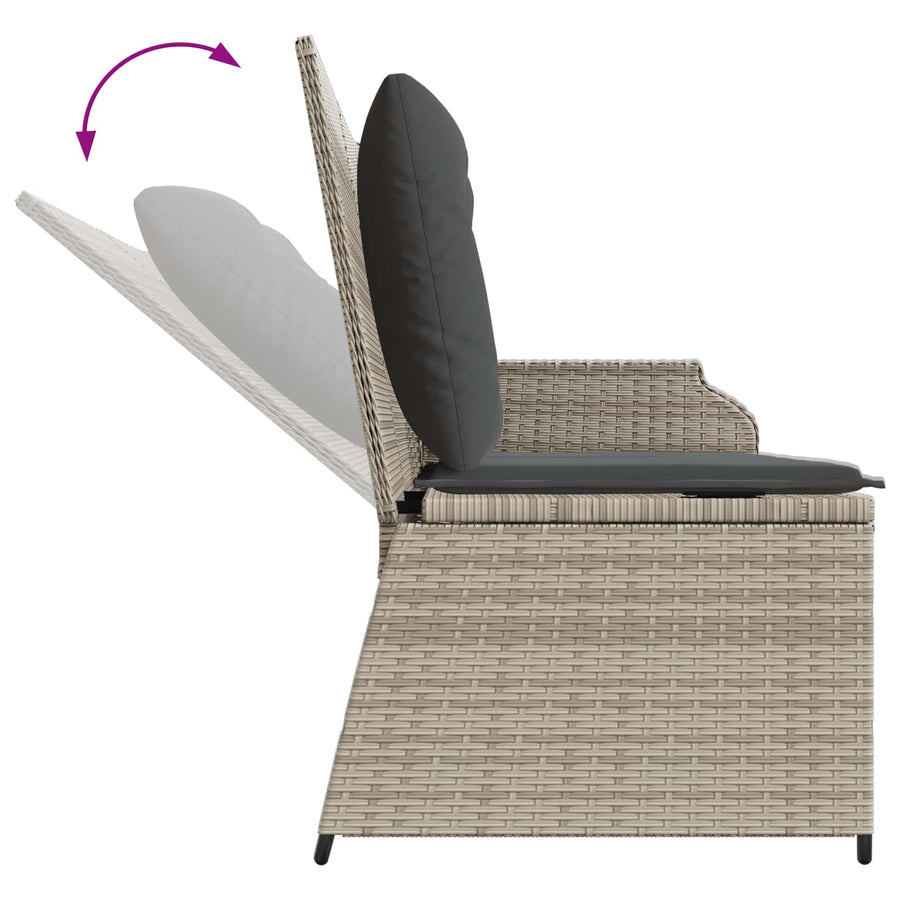 Tuinbank met kussen Lichtgrijs poly rattan
