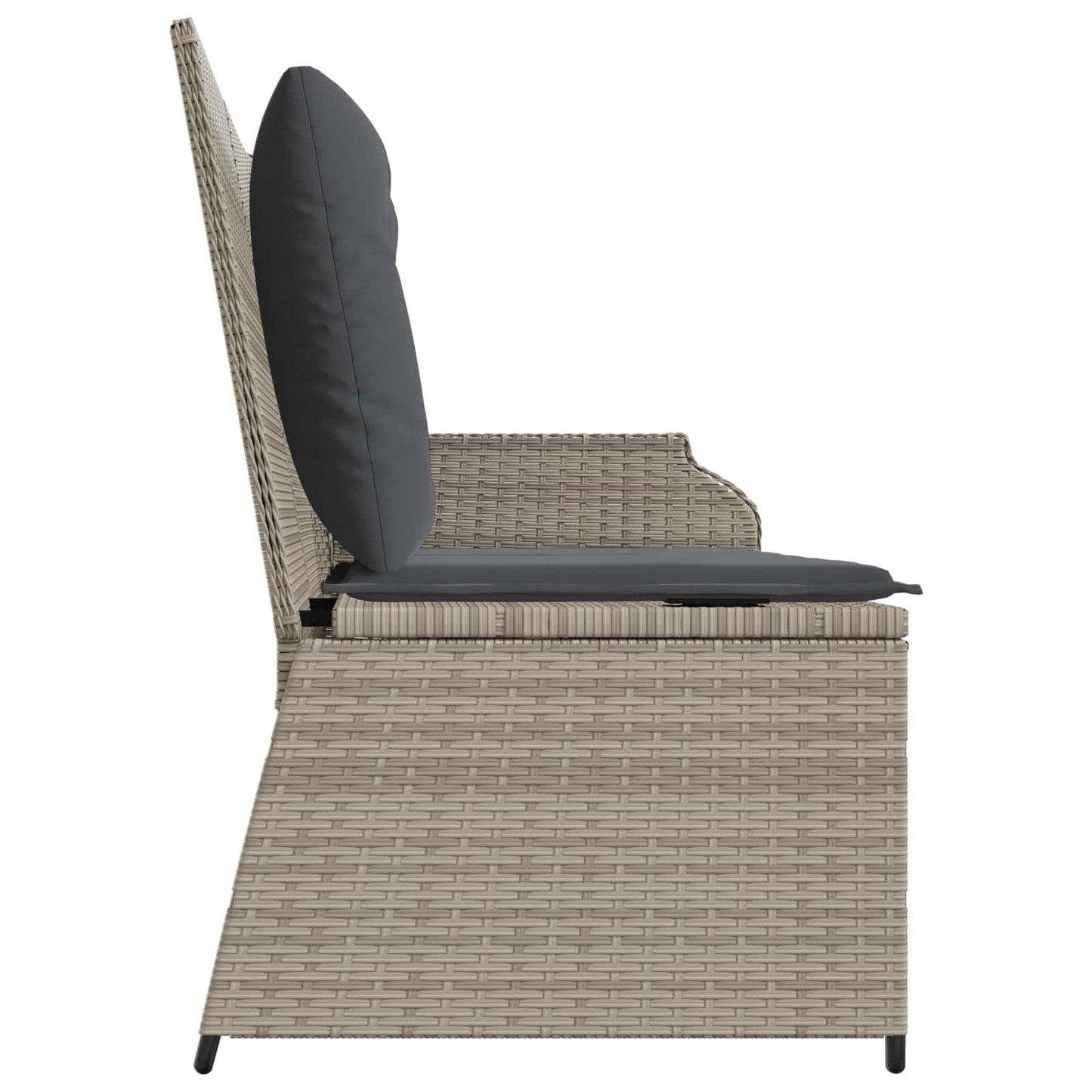 Tuinbank met kussen Lichtgrijs poly rattan