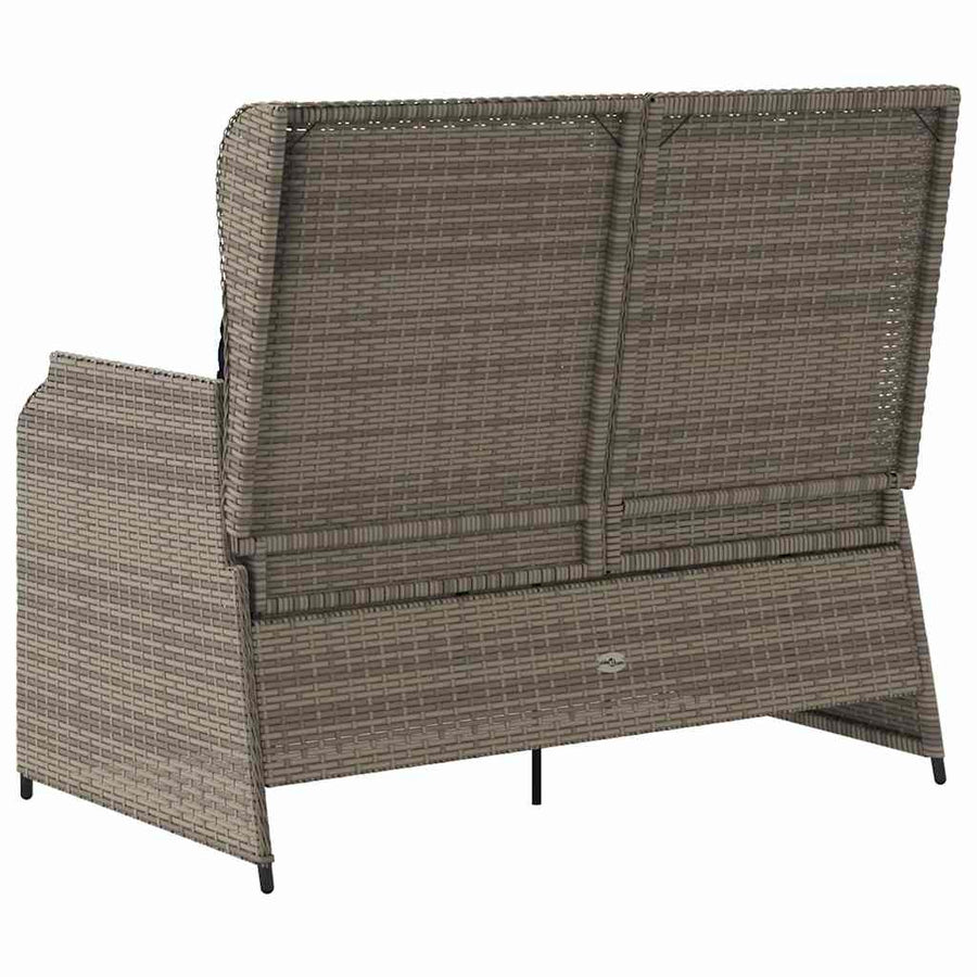 Tuinbank met kussen Grijs en Marineblauw poly rattan